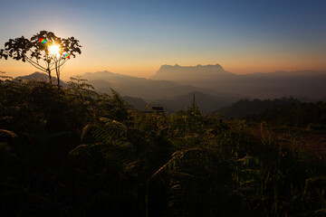 Beautiful Doi Luang Chiang Dao mountain in the morning at Chiang Mai , Thailand