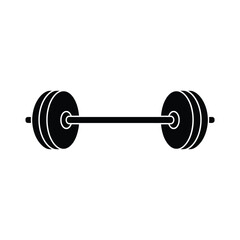 Simple Black Silhouette of a Weightlifting Barbell