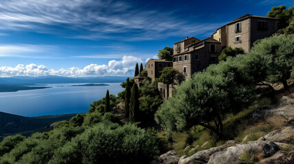 Fototapeta premium Stone Fortress Village, Mediterranean