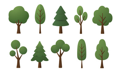 Fototapeta premium Gradient Tree Vector Set