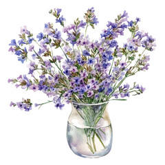 A Statice In A Vase, watercolor clipart vector, isolated on a white background.