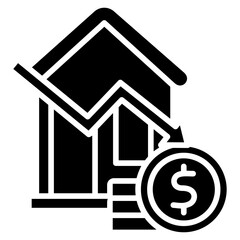 Asset Risk glyph, mini illustration icon. use for modern concept, print, UI, UX kit, web and app development. Vector related to risk management, business, finance.