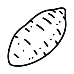 Hand Drawn Line Art Single Sweet Potato Illustration