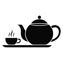Teapot and Cup on Tray Silhouette