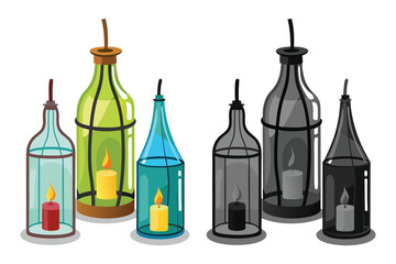 Decorative collection of whimsical candle lanterns in different colors and styles ideal for home decor projects and designs