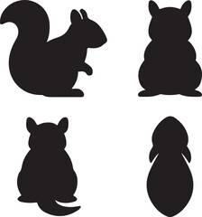 squirrel silhouette of icons set side, front, back, and top views vector art illustration © Mohaiminul