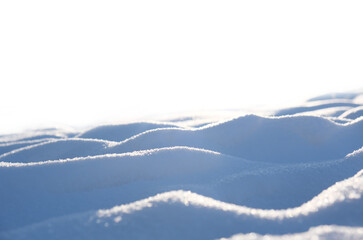 Snowdrifts, snow hills on transparent background. Winter background.