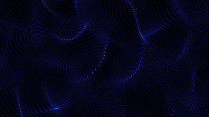 Abstract Dark Background with Wavy Pattern of Blue Dots for Modern Design This image features