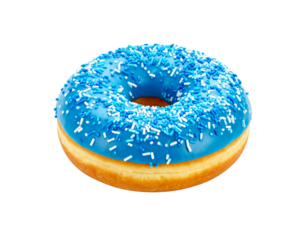 Delicious Donut with Blue Icing and Sprinkles Sweet Treat.