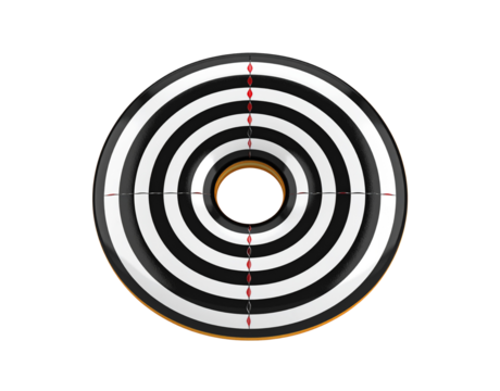 Circular Target with Black and White Stripes and Red Accents. - Powered by Adobe