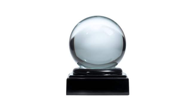 a crystal ball on a black base
