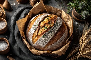 Artisan bread baking rustic kitchen food photography warm atmosphere close-up culinary craft