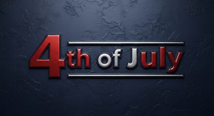 4th of July Celebration Design with Red and Silver Lettering
