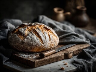 Artisan bread preparation rustic kitchen food photography cozy environment close-up view culinary concept