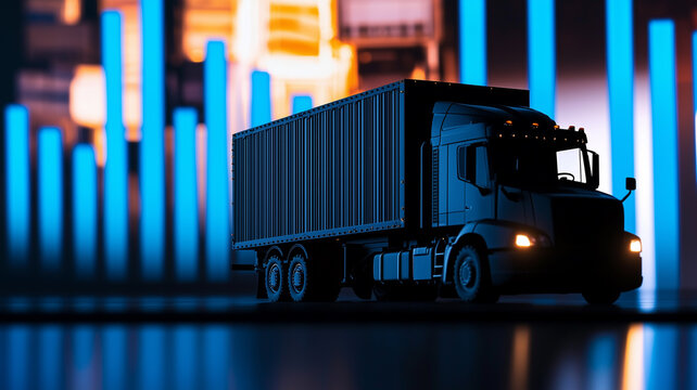 Delivery Truck Silhouette with Bar Graph for Cost Management.
