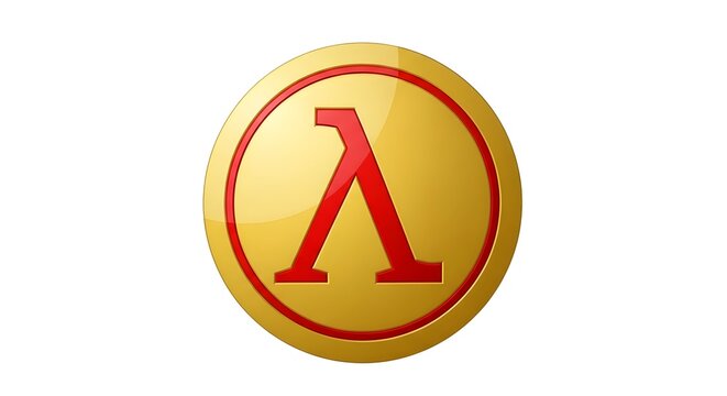 Gold Coin with Lambda Symbol