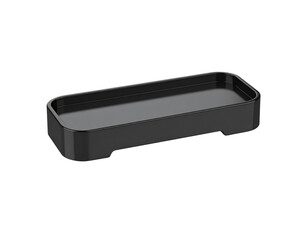 Rectangular Black Plastic Tray with Rounded Edges and Glossy Finish.