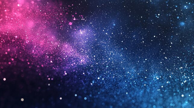 A vibrant, colorful galaxy with pink and blue hues, featuring a star field and a nebula in the background.