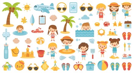 Cartoon Beach Day Illustrations