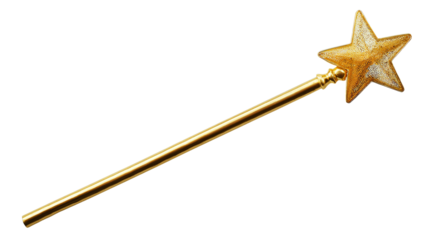 a golden wand with a star on top