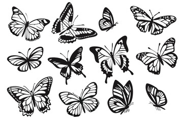 Black Butterfly Silhouettes Set – Vector Insect Collection