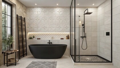 modern bathroom interior with shower