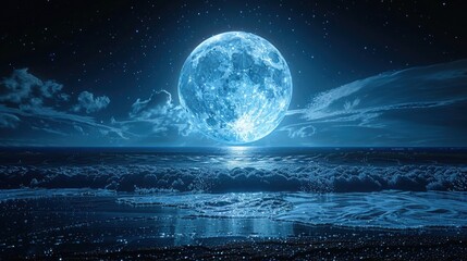 Moonlit Reflections Over Still Water Under a Starry Night