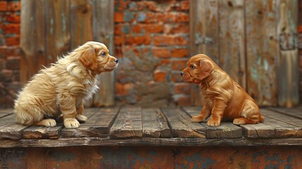 Playful Dogs Facing Each Other In Joyful Interaction