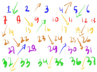 Colorful Handwritten Numbers With Arrows