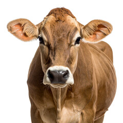 Untitled design - Brown Jersey Cow with Gentle Expression, isolated on a transparent background