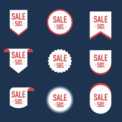 Sale banner sticker, blank illustration shopping clipart set