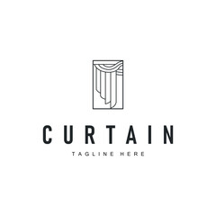 curtain logo design concept with a simple minimalist and elegant concept as a home decoration and product brand illustration template