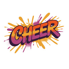 Naklejka premium Cheer word art with orange pink splash, Bold 