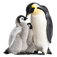 Untitled design - Penguin Parent and Chick Bonding Together, isolated on a transparent background"
