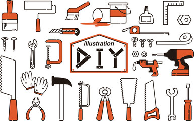 DIY工具のシンプルなベクターイラスト素材セット