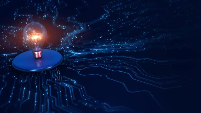 Artificial Intelligence Digital Brain big Data thinking process circuit board technology animation. 3D AI deep learning machine innovation, idea generation. brainstorming, smart solutions education - Powered by Adobe