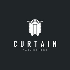 curtain logo design concept with a simple minimalist and elegant concept as a home decoration and product brand illustration template
