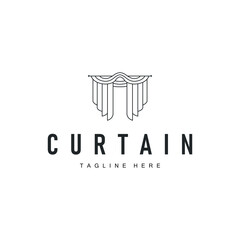 curtain logo design concept with a simple minimalist and elegant concept as a home decoration and product brand illustration template