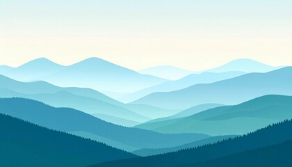 mountain landscape with  at sun set flat art design illustration