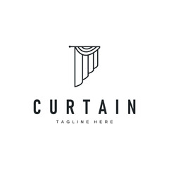 curtain logo design concept with a simple minimalist and elegant concept as a home decoration and product brand illustration template