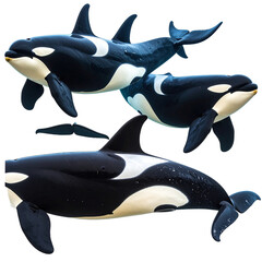 Untitled design - Orca Pod Swimming Together in Harmony, isolated on a transparent background