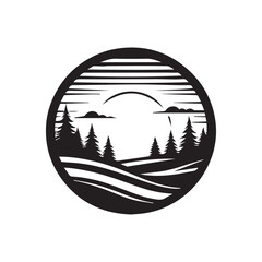 editable black and white landscape vector