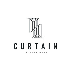 curtain logo design concept with a simple minimalist and elegant concept as a home decoration and product brand illustration template