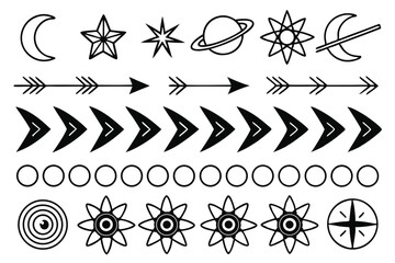 Fototapeta premium Minimal Black Space & Geometry Icons – Vector Symbol Pack