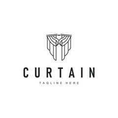 curtain logo design concept with a simple minimalist and elegant concept as a home decoration and product brand illustration template