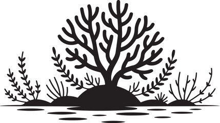 Underwater Coral Reef Line Art