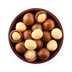 Wooden Bowl Full of Macadamia Nuts Perfect for Healthy Snacking