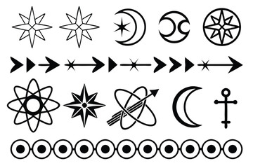 Minimal Black Space & Geometry Icons – Vector Symbol Pack