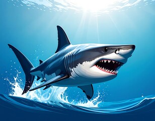 Great white shark leaping