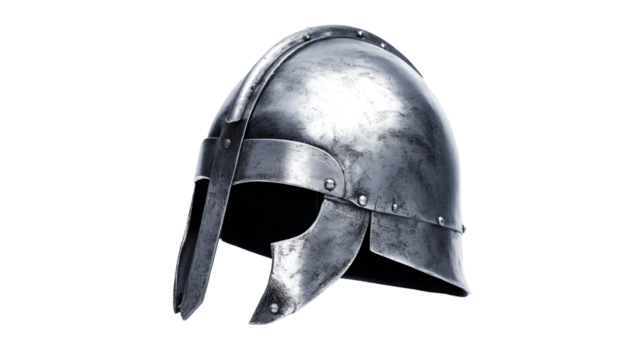 a helmet with a metal face and a metal rim